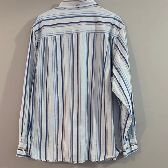 Tommy Bahama Long-Sleeve Vertical Stripe Shirt in Blue and White - Picture 3 of 3